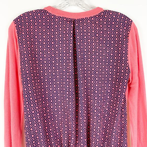 Loft Ann Taylor Salmon Pink & Blue Button Front Cardigan Sweater Womens Size XS - Picture 9 of 10